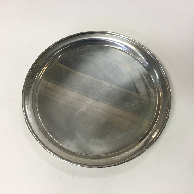 TRAY, Round Stainless Steel Cafe Bar Style - Small